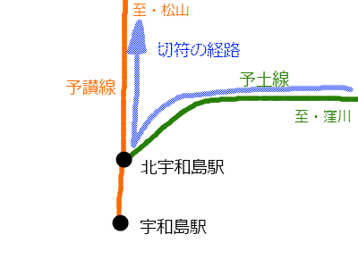 宇和島駅周辺の路線図はこうなっています 宇和島駅周辺の路線図はこうなっています