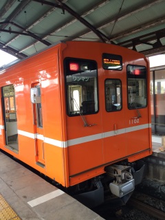 帰りの電車は、当時の一畑電車では最新車両 帰りの電車は、当時の一畑電車では最新車両