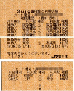 JR東日本の場合。なぜか2枚になってますが2枚目は大半が「*」で埋められています…。他社は社名のみ